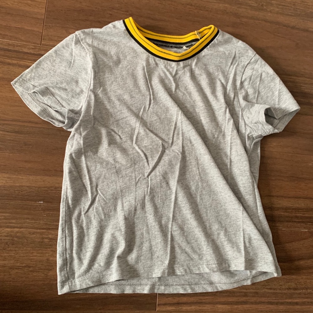 Grey Fitted T-Shirt Collar Detail